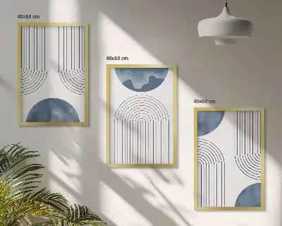 Set de tablouri pentru dormitor cu modele abstracte albastre