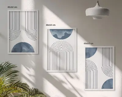 Set de tablouri pentru dormitor cu modele abstracte albastre