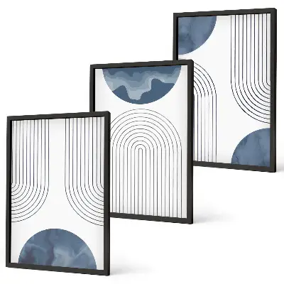 Set de tablouri pentru dormitor cu modele abstracte albastre