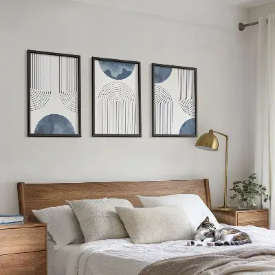 Set de tablouri pentru dormitor cu modele abstracte albastre