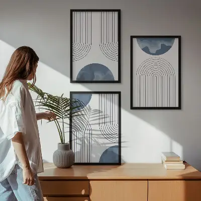 Set de tablouri pentru dormitor cu modele abstracte albastre