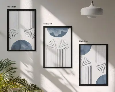 Set de tablouri pentru dormitor cu modele abstracte albastre