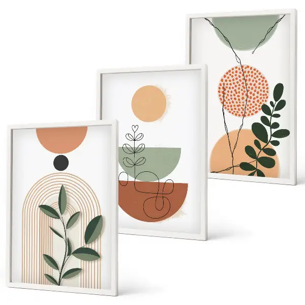 Set tablouri decorative cu forme abstracte de plante