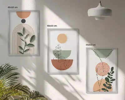 Set tablouri decorative cu forme abstracte de plante