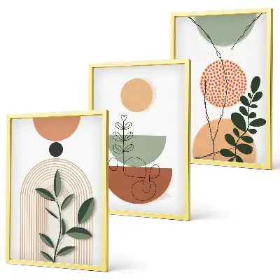 Set tablouri decorative cu forme abstracte de plante