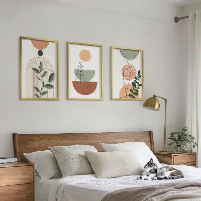 Set tablouri decorative cu forme abstracte de plante