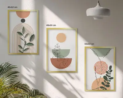 Set tablouri decorative cu forme abstracte de plante