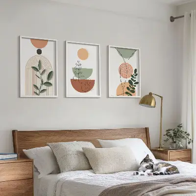 Set tablouri decorative cu forme abstracte de plante