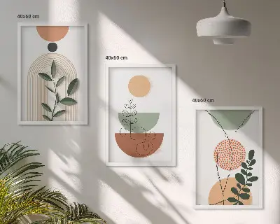 Set tablouri decorative cu forme abstracte de plante