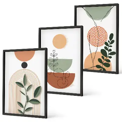 Set tablouri decorative cu forme abstracte de plante