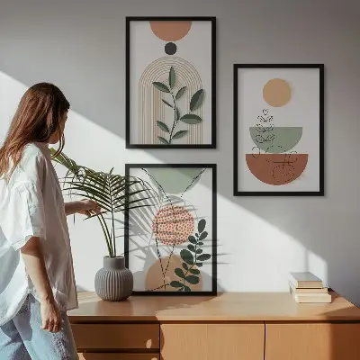 Set tablouri decorative cu forme abstracte de plante