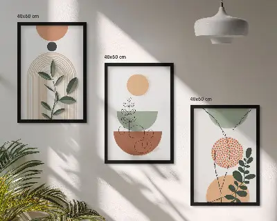 Set tablouri decorative cu forme abstracte de plante
