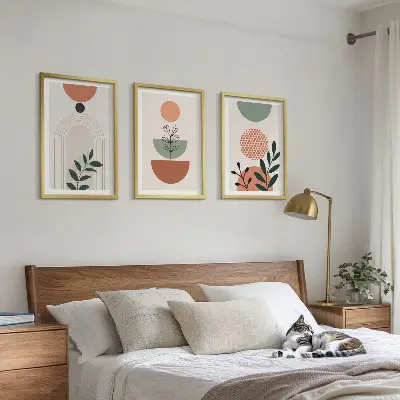 Set tablouri pentru dormitor cu motive vegetale moderne