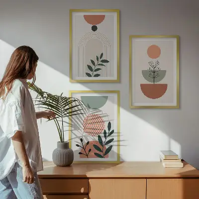 Set tablouri pentru dormitor cu motive vegetale moderne