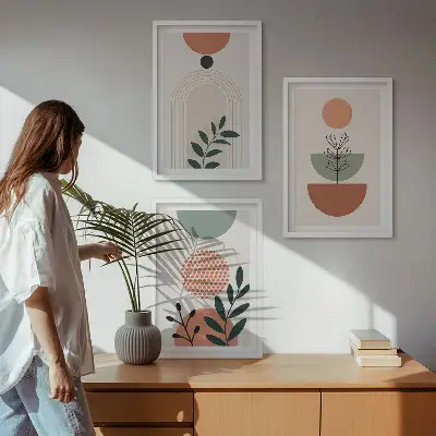 Set tablouri pentru dormitor cu motive vegetale moderne