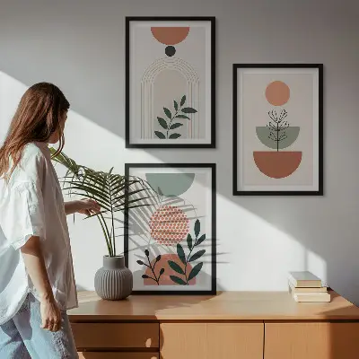 Set tablouri pentru dormitor cu motive vegetale moderne
