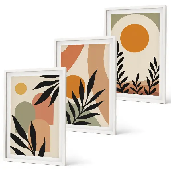 Set tablouri decorative cu forme abstracte de plante