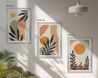Set tablouri decorative cu forme abstracte de plante