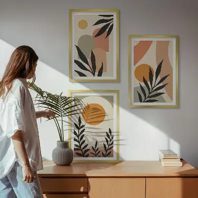 Set tablouri decorative cu forme abstracte de plante