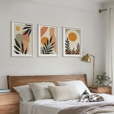 Set tablouri decorative cu forme abstracte de plante