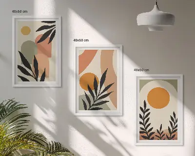 Set tablouri decorative cu forme abstracte de plante