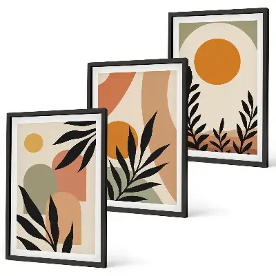 Set tablouri decorative cu forme abstracte de plante