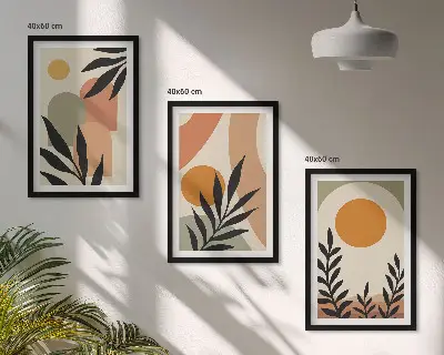 Set tablouri decorative cu forme abstracte de plante