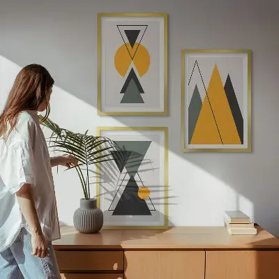 Set tablouri decorative cu forme geometrice abstracte