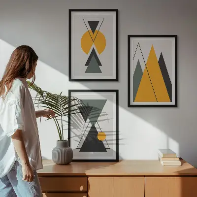 Set tablouri decorative cu forme geometrice abstracte