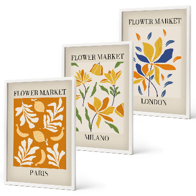 Set tablouri pentru dormitor Postere florale Paris Milano Londra