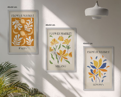 Set tablouri pentru dormitor Postere florale Paris Milano Londra