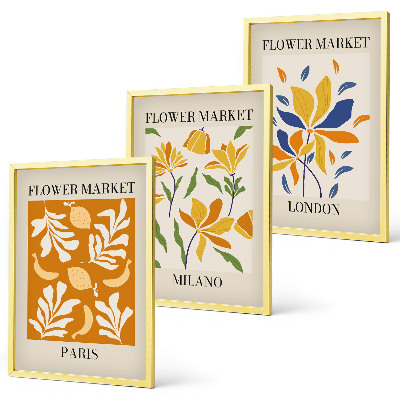Set tablouri pentru dormitor Postere florale Paris Milano Londra