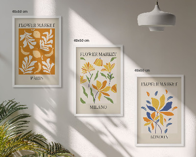 Set tablouri pentru dormitor Postere florale Paris Milano Londra