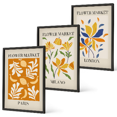 Set tablouri pentru dormitor Postere florale Paris Milano Londra