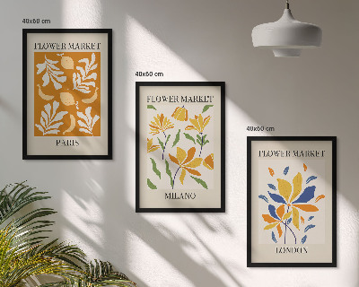 Set tablouri pentru dormitor Postere florale Paris Milano Londra