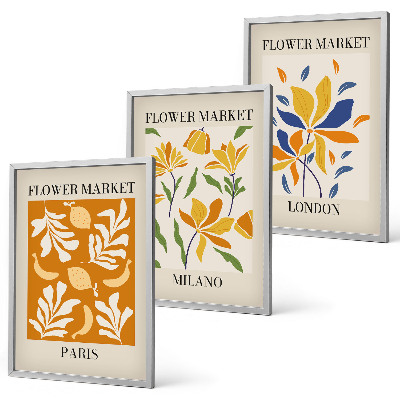Set tablouri pentru dormitor Postere florale Paris Milano Londra