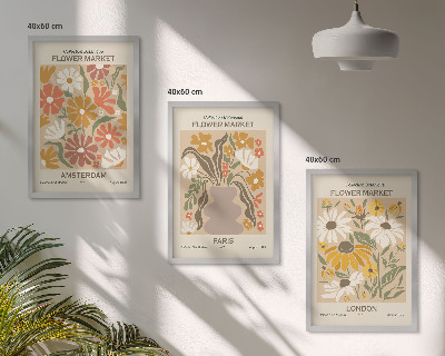 Set tablouri decorative Modele florale Amsterdam Paris Londra