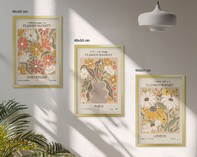 Set tablouri decorative Modele florale Amsterdam Paris Londra