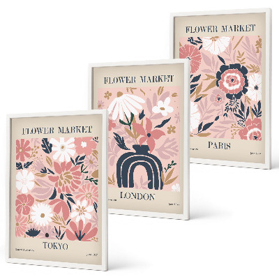 Set tablouri pentru dormitor Motive florale Tokyo Londra Paris