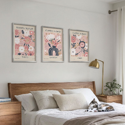 Set tablouri pentru dormitor Motive florale Tokyo Londra Paris