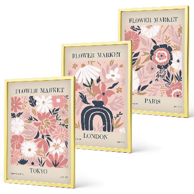 Set tablouri pentru dormitor Motive florale Tokyo Londra Paris