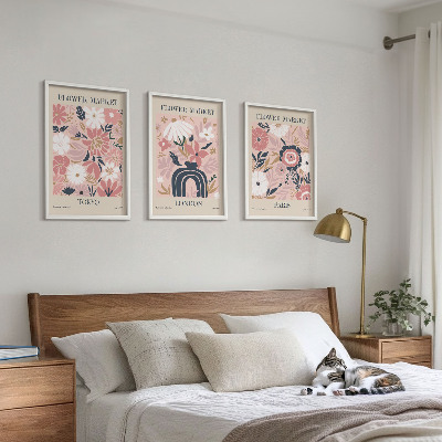 Set tablouri pentru dormitor Motive florale Tokyo Londra Paris