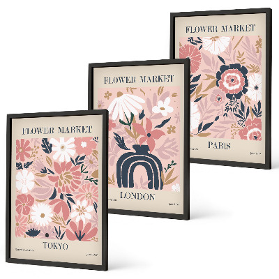 Set tablouri pentru dormitor Motive florale Tokyo Londra Paris