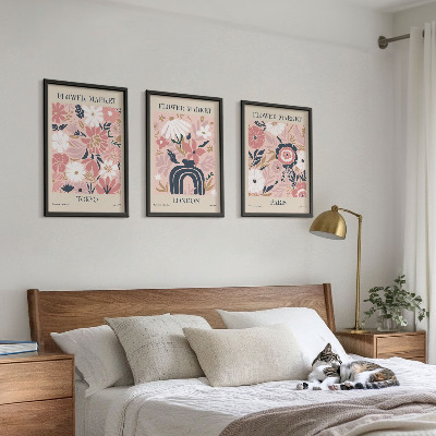 Set tablouri pentru dormitor Motive florale Tokyo Londra Paris