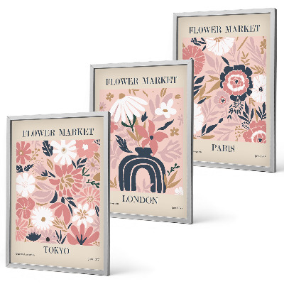 Set tablouri pentru dormitor Motive florale Tokyo Londra Paris