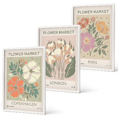 Set tablouri decorative Postere florale Copenhaga Londra Paris