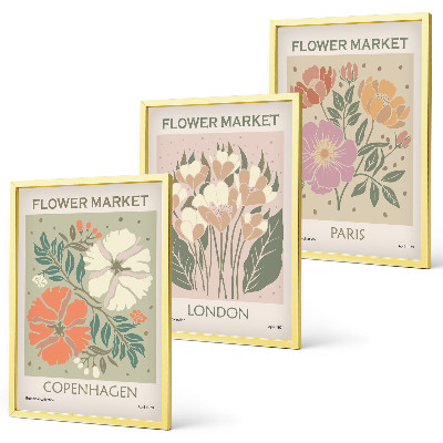 Set tablouri decorative Postere florale Copenhaga Londra Paris