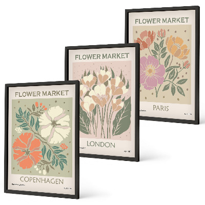 Set tablouri decorative Postere florale Copenhaga Londra Paris