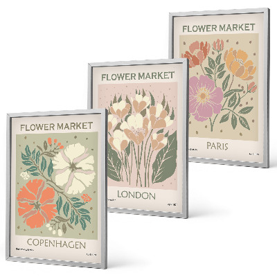 Set tablouri decorative Postere florale Copenhaga Londra Paris