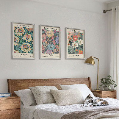 Set tablouri pentru dormitor Postere cu flori Tokyo Paris Londra